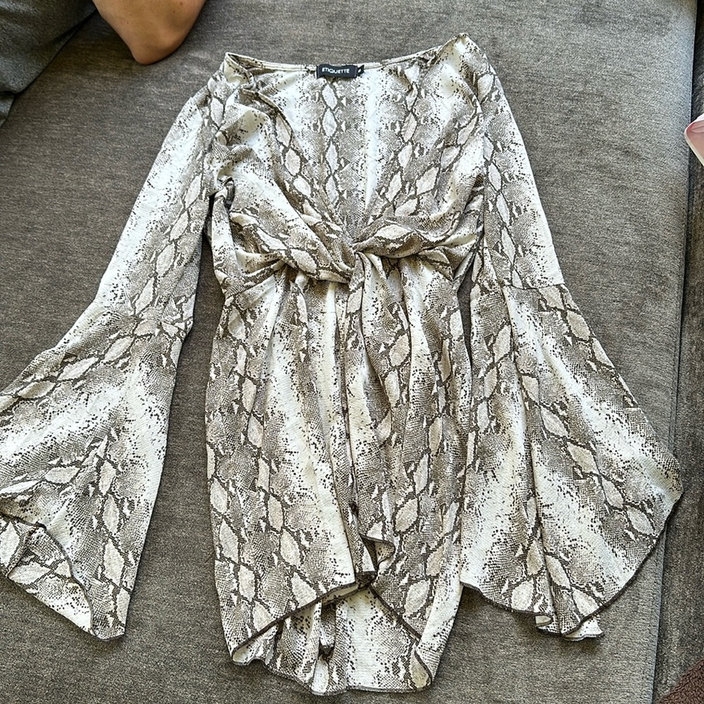 Snake print low cut mini